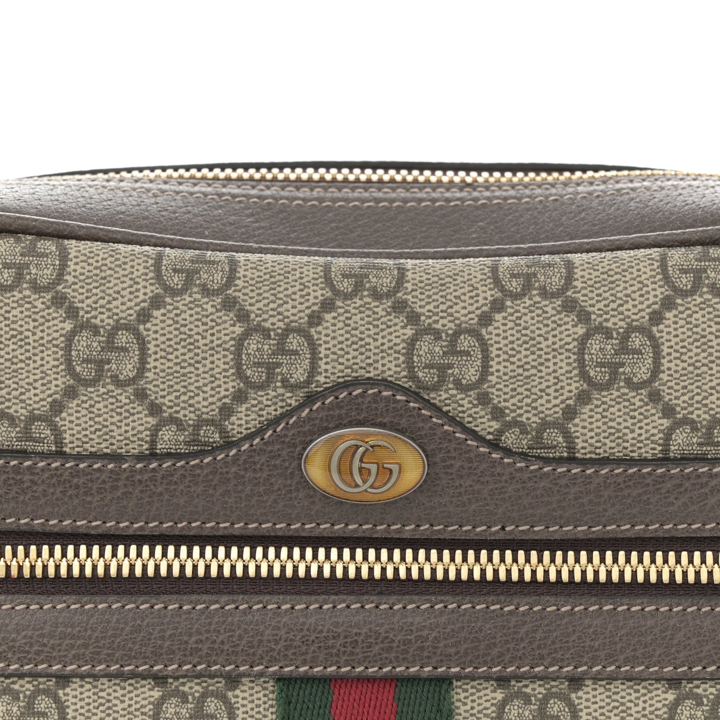 GG Supreme Monogram Web Small Ophidia Belt Bag 95 38 Dark Brown