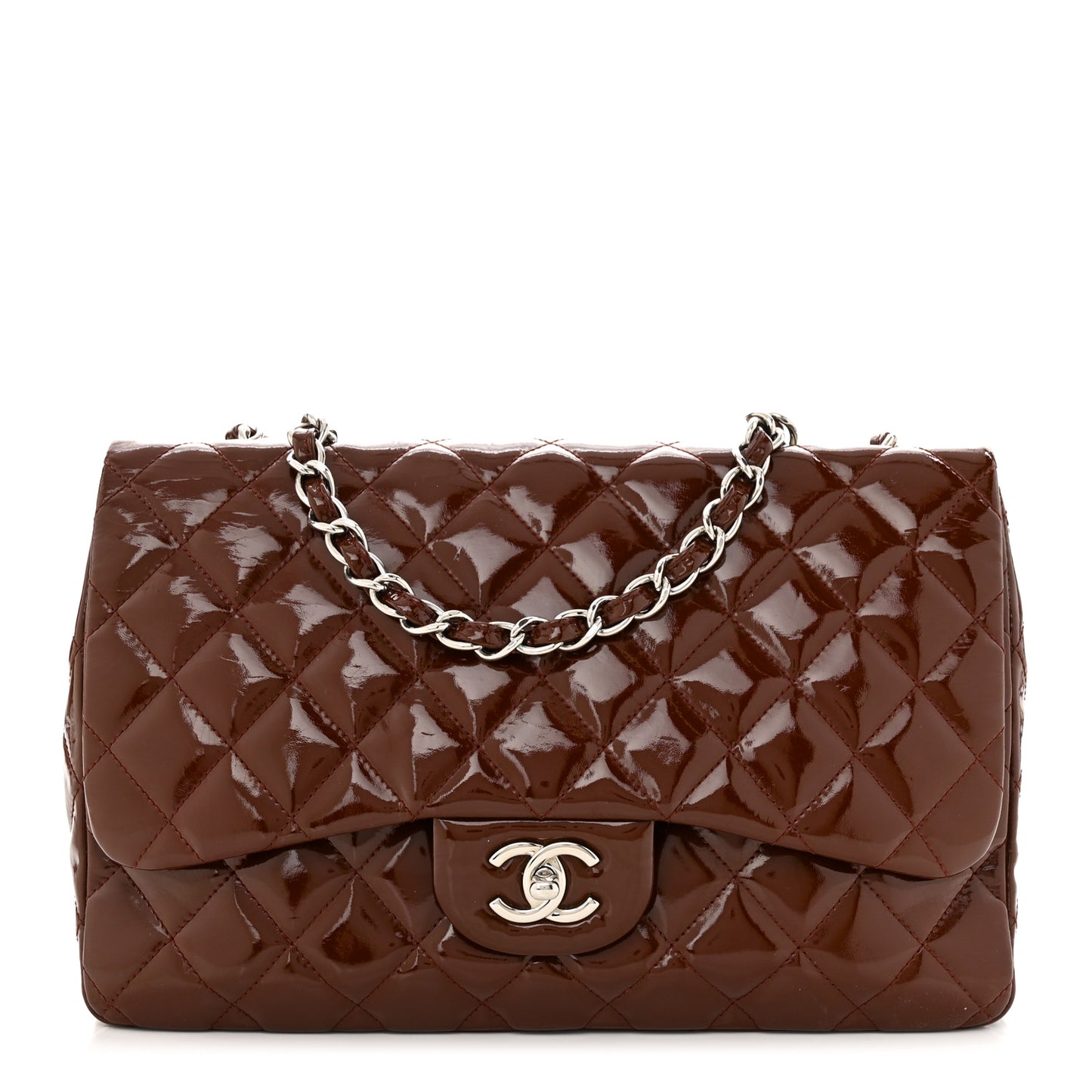 Patent Jumbo Single Flap Bordeaux