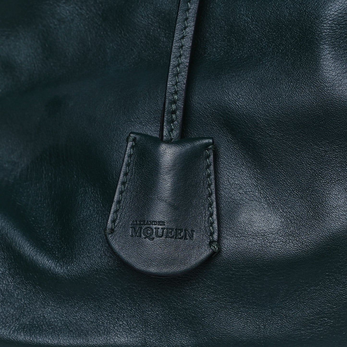 Pebbled Calfskin Large Skull Padlock Zip Around Tote Dark Green