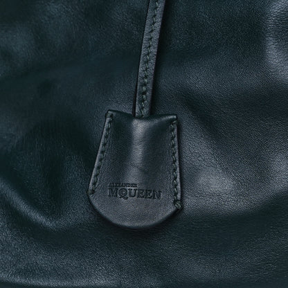 Alexander McQueen Pebbled Calfskin Large Skull Padlock Zip Around Tote Dark Green 8 of 28