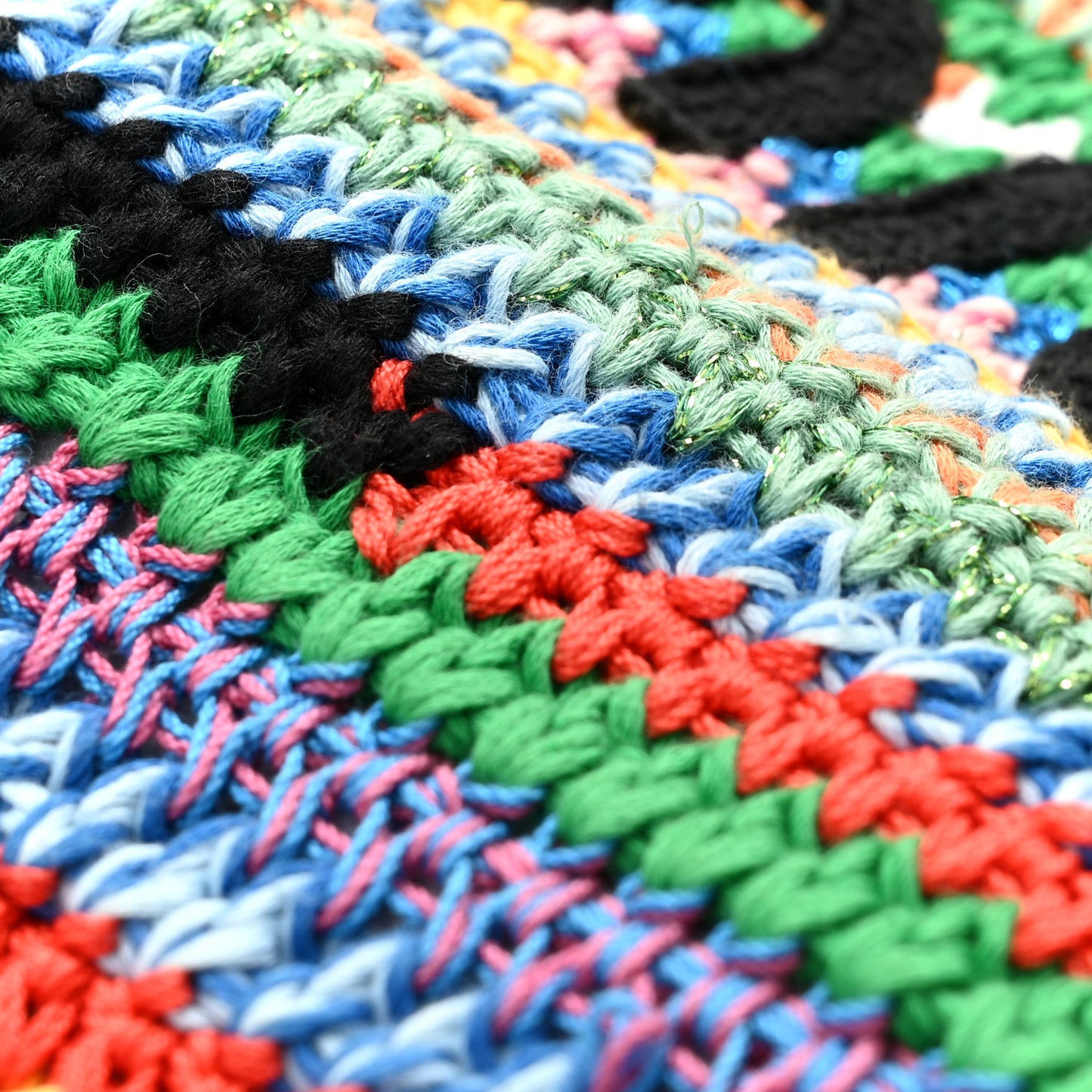Cotton Crochet Stripe Vertical Tote Bag Multicolor