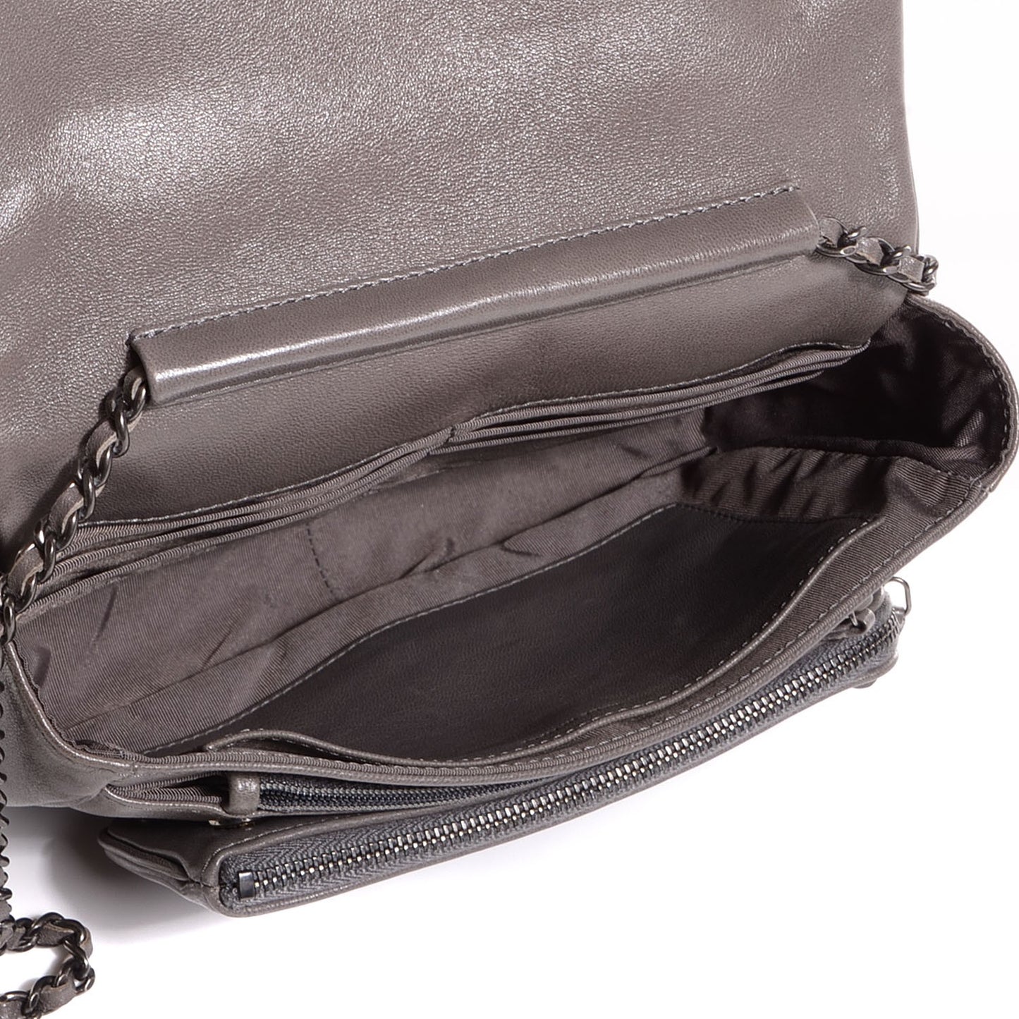 Lambskin Small Crossbody Flap Grey