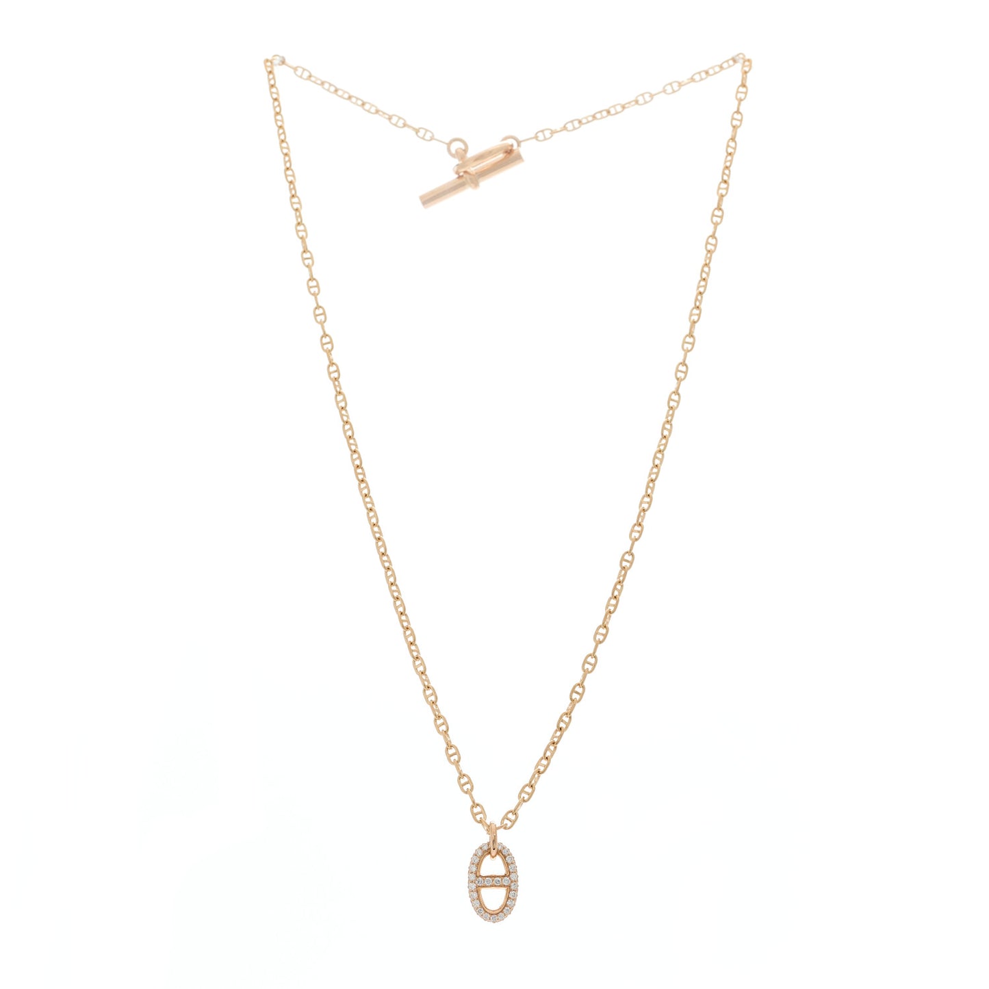 18K Rose Gold Diamond PM New Farandole Pendant Necklace ST