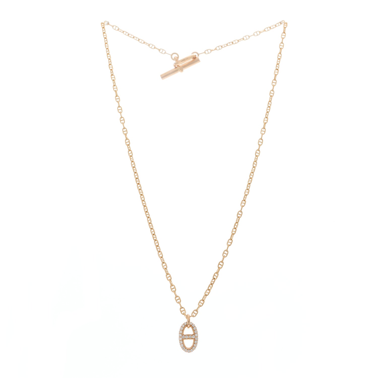 Hermes 18K Rose Gold Diamond PM New Farandole Pendant Necklace ST 2 of 3