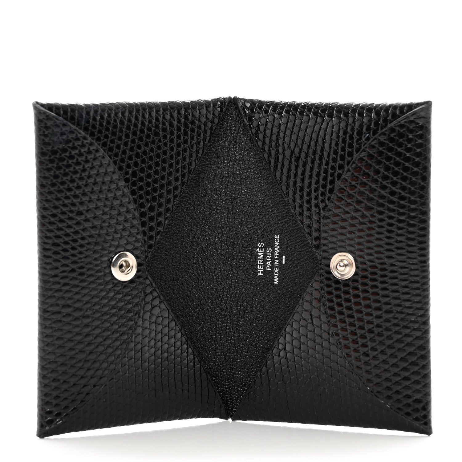 Hermes Lizard Calvi Card Case Black 5 of 7