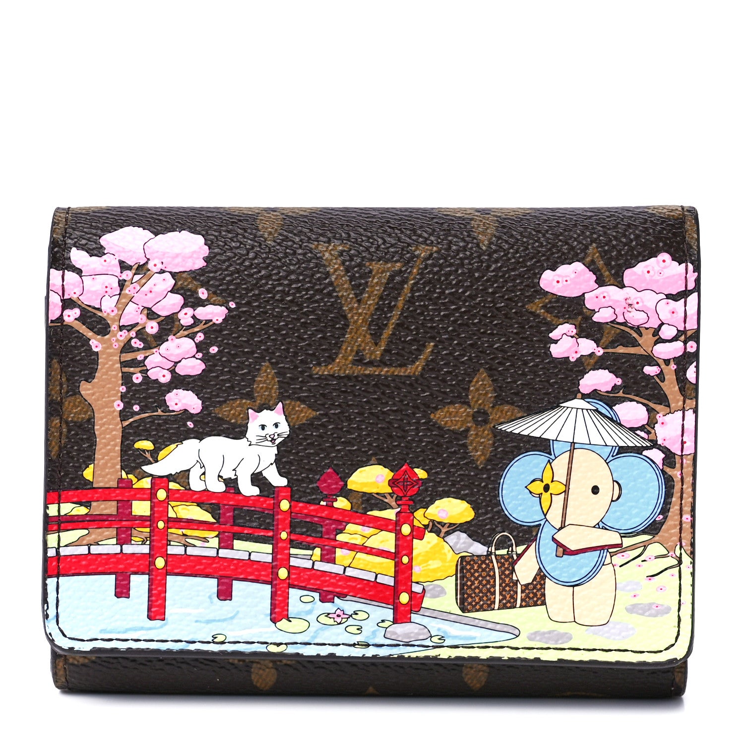 Louis Vuitton Monogram 2021 Christmas Animation Japanese Garden Victorine Wallet Wisteria Pink 1 of 12