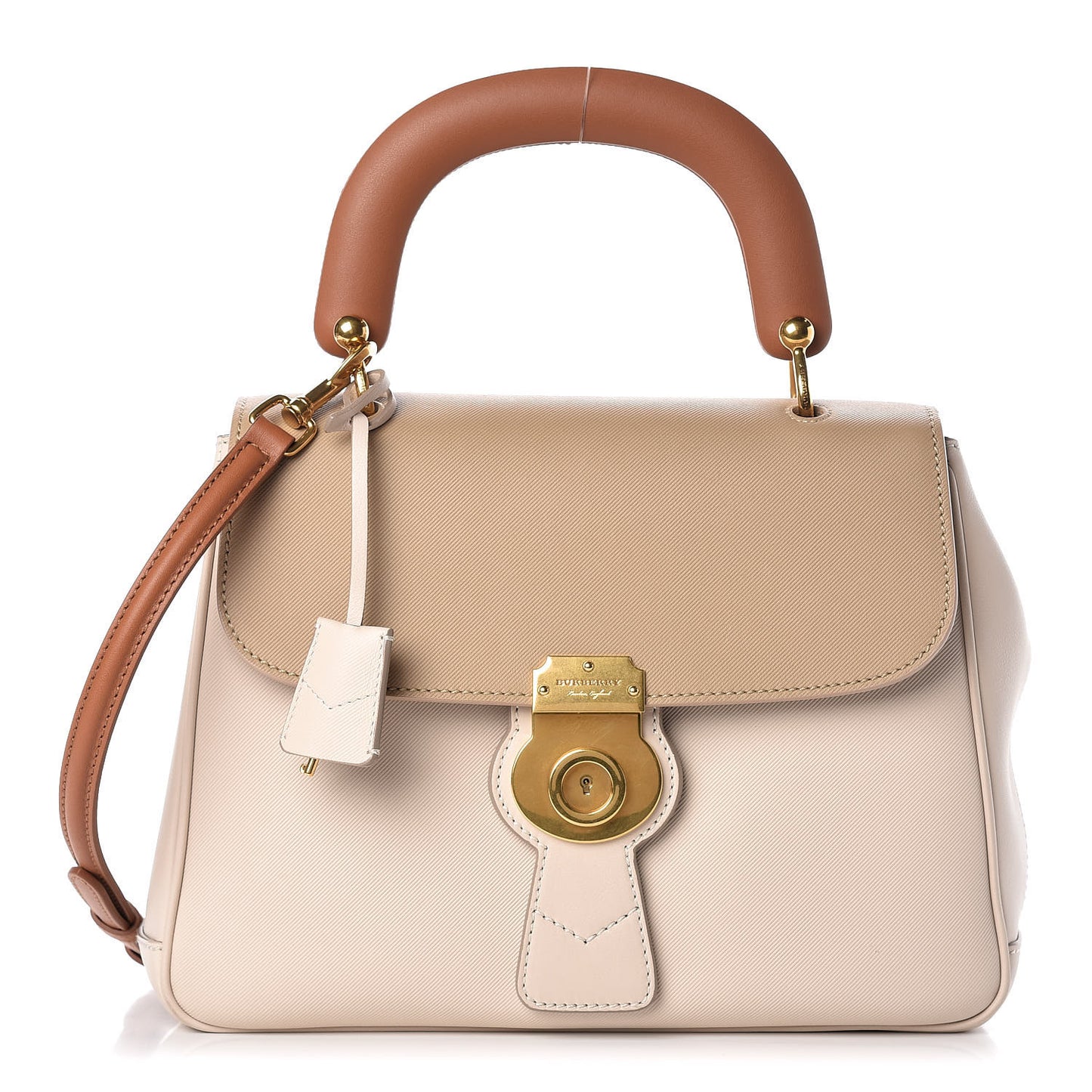 Trench Calfskin Medium DK88 Top Handle Bag Limestone Honey