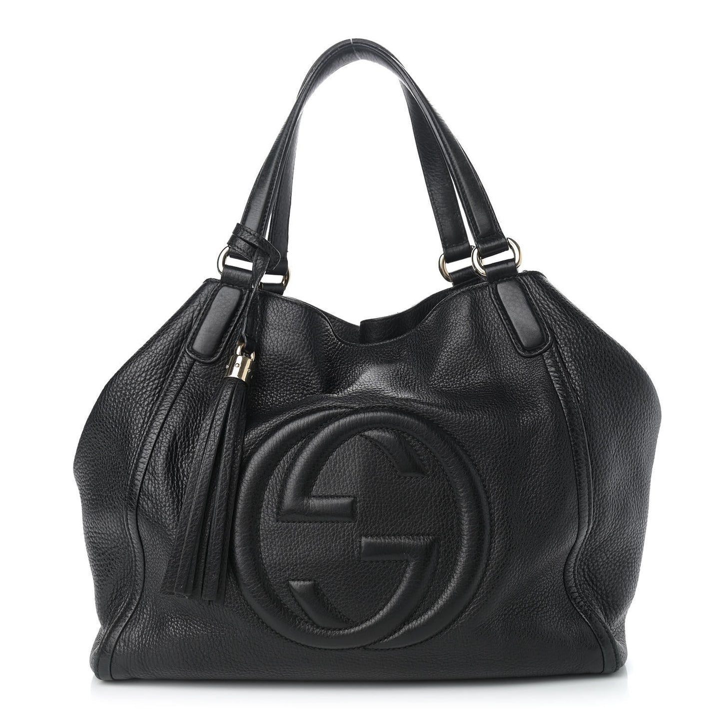 Pebbled Calfskin Medium Soho Shoulder Bag Black