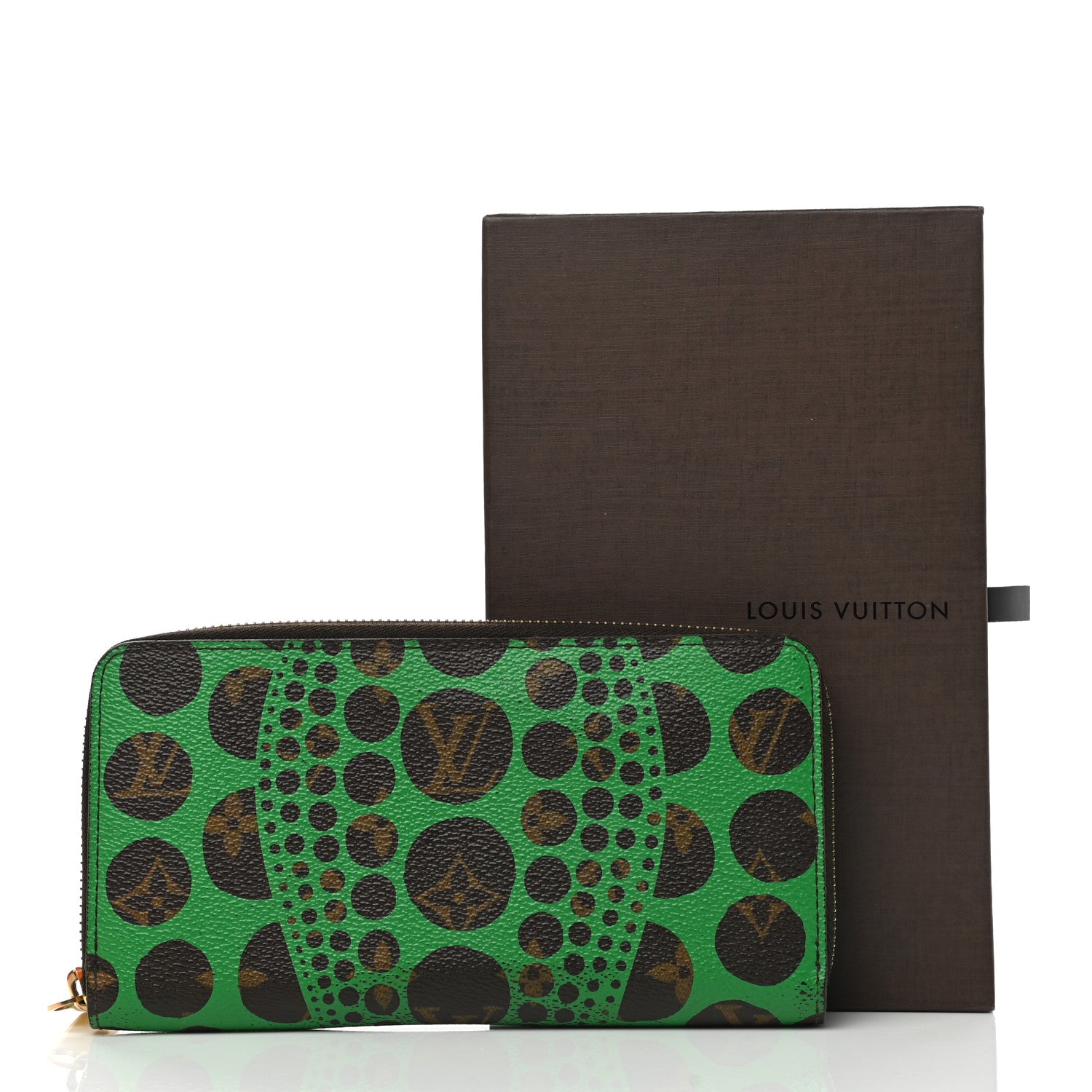 Louis Vuitton Monogram Kusama Pumpkin Dots Zippy Wallet Green
