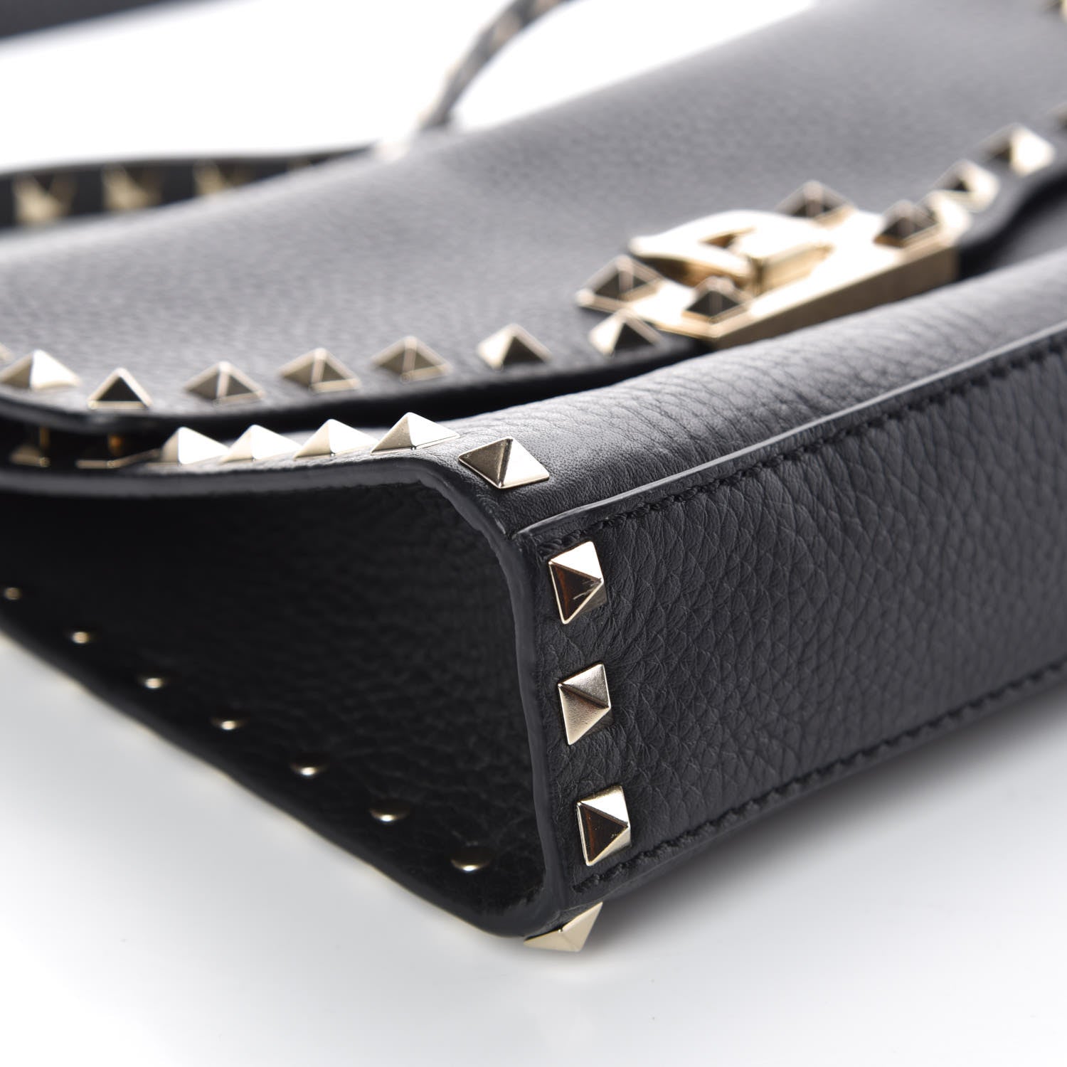 Valentino Garavani Pebbled Calfskin Medium Rockstud Flip Lock Crossbody Bag Black 6 of 10