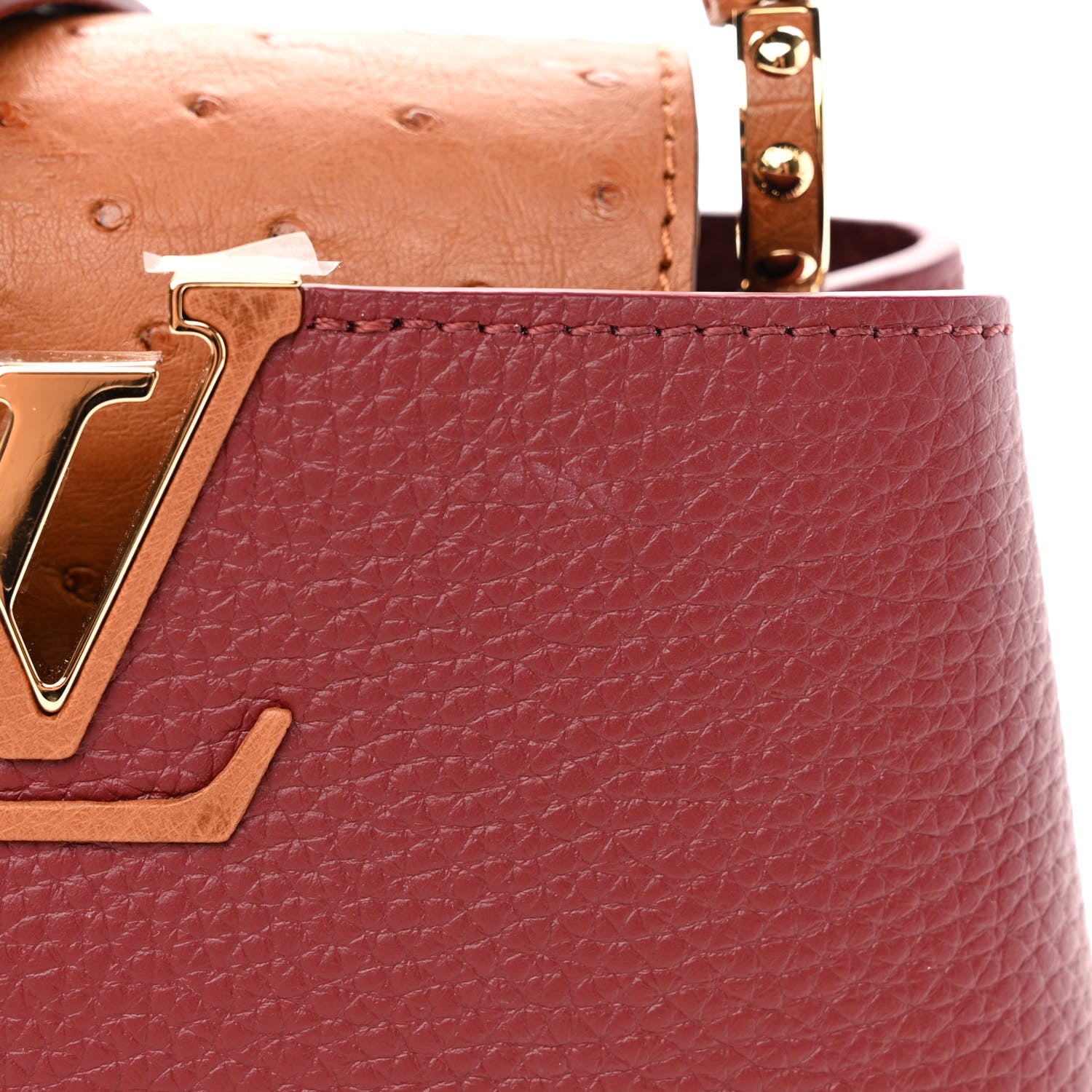 Louis Vuitton Taurillon Ostrich Mini Capucines Griotte Red Honey