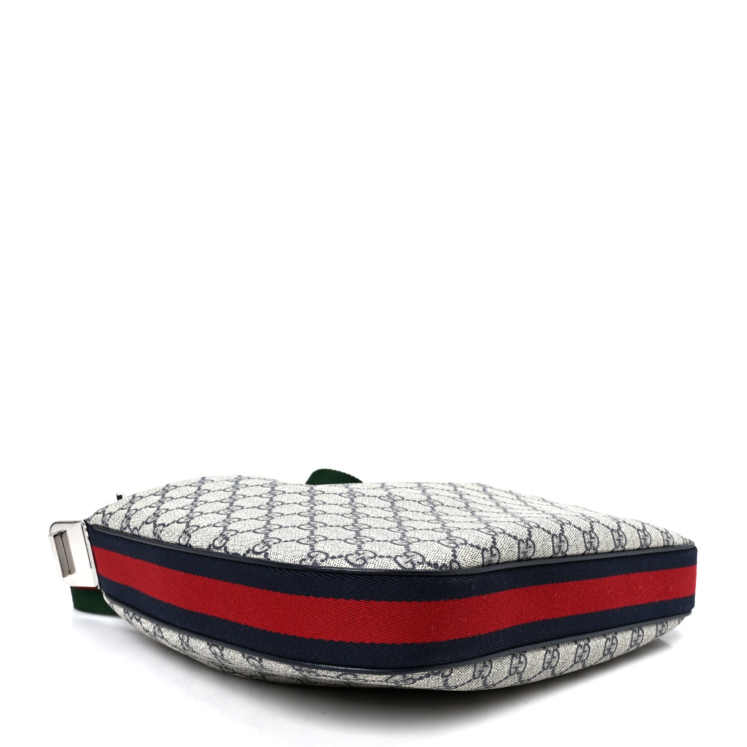 Gucci GG Supreme Monogram Textured Calfskin Web Large Attache Shoulder Bag Beige Blue 3 of 11