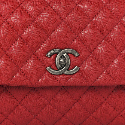 Chanel Caviar Quilted Small Coco Handle Flap Red 8 of 11