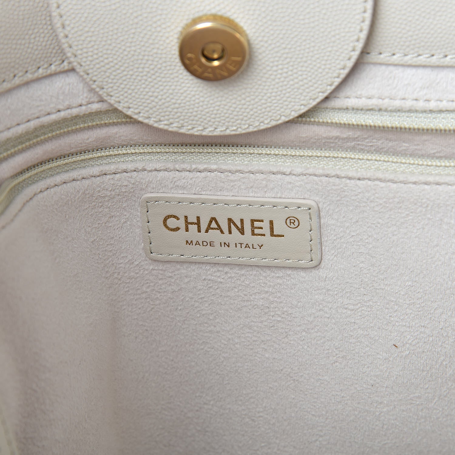 Chanel Caviar Small Studded Deauville Tote Ivory 6 of 12