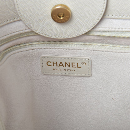 Chanel Caviar Small Studded Deauville Tote Ivory 6 of 12