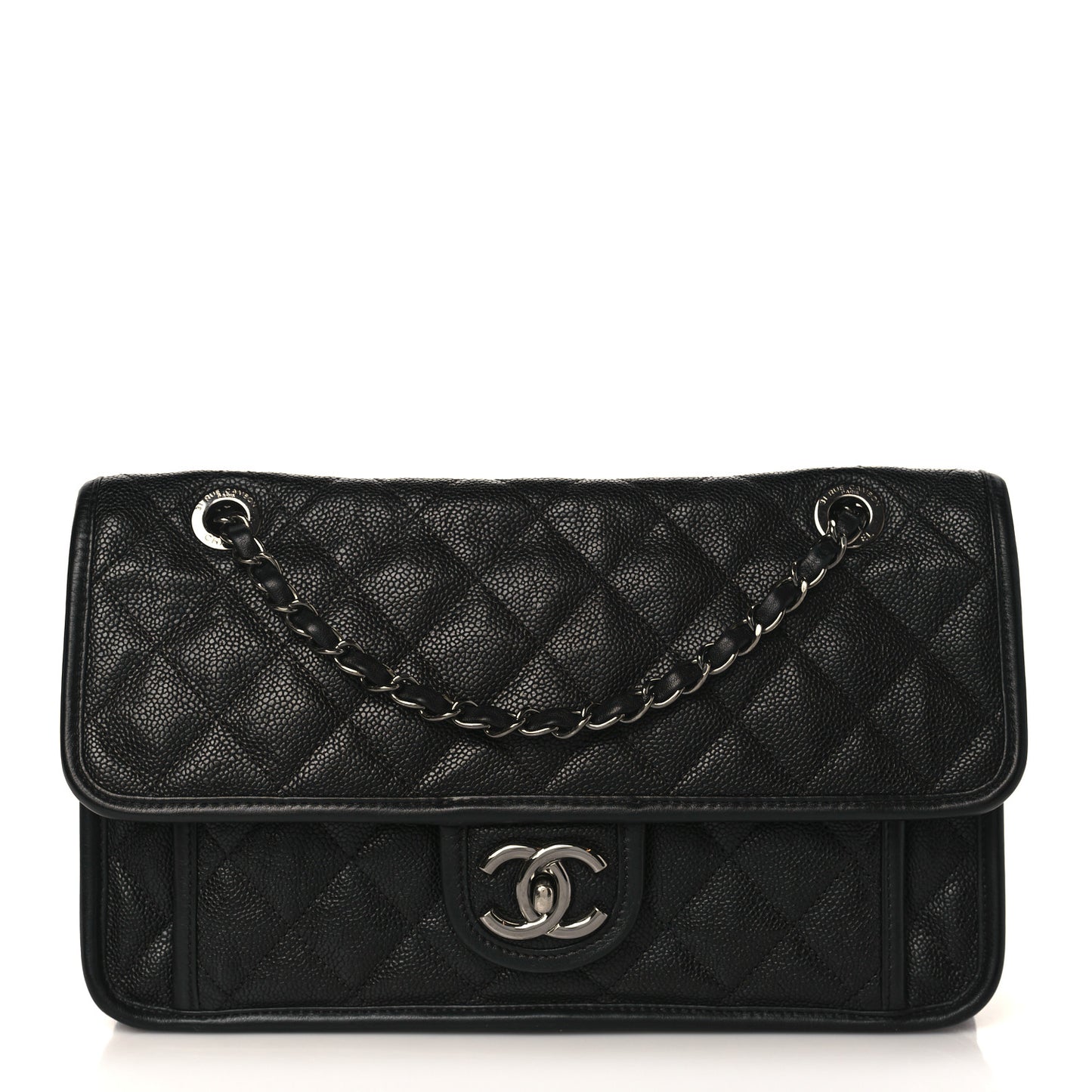 Caviar Quilted Medium French Riviera Flap Black