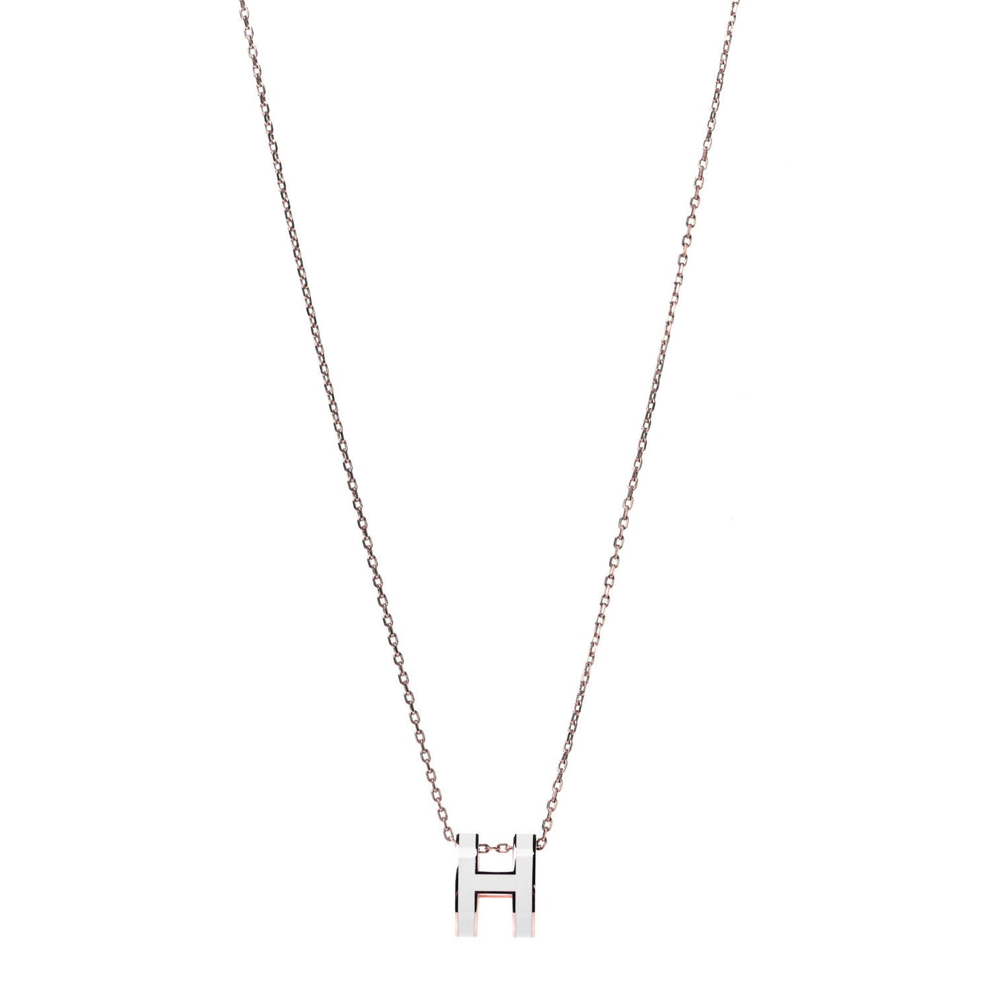 Lacquered Rose Gold Pop H Pendant Necklace White