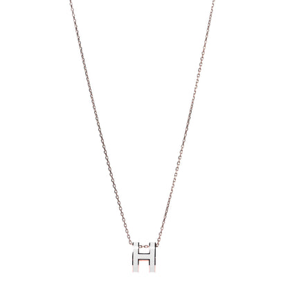 Hermes Lacquered Rose Gold Pop H Pendant Necklace White 1 of 4