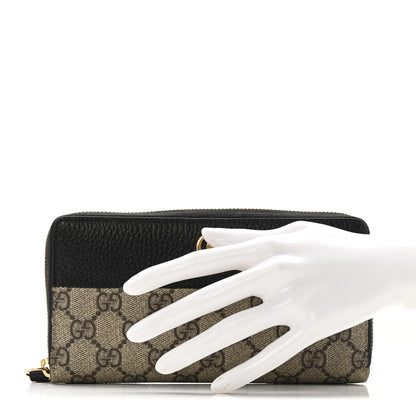 Gucci Dollar Calfskin GG Supreme Monogram GG Marmont Zip Around Wallet Black Beige Ebony 2 of 15