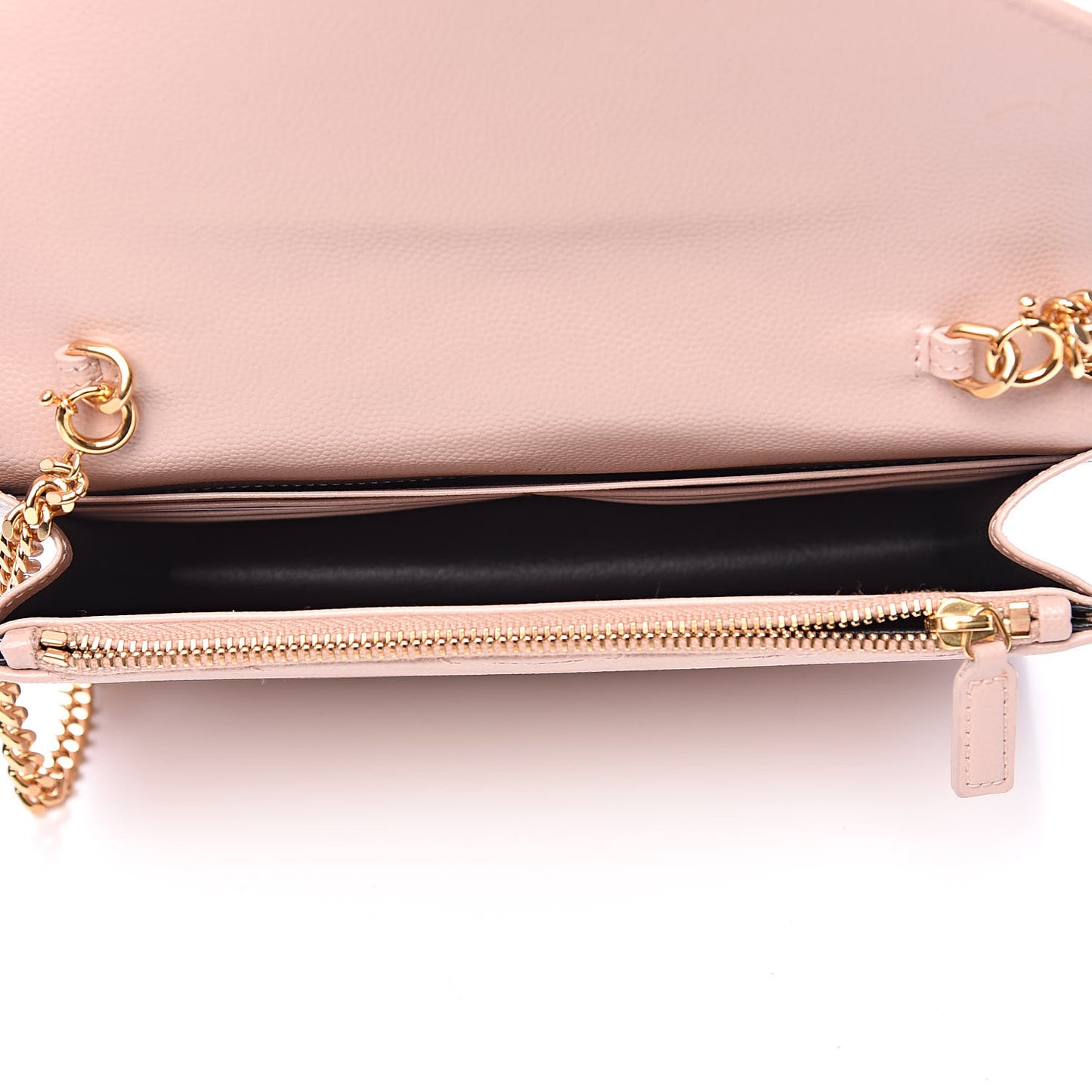Grain De Poudre Matelasse Chevron Monogram Envelope Chain Wallet Pale Pink