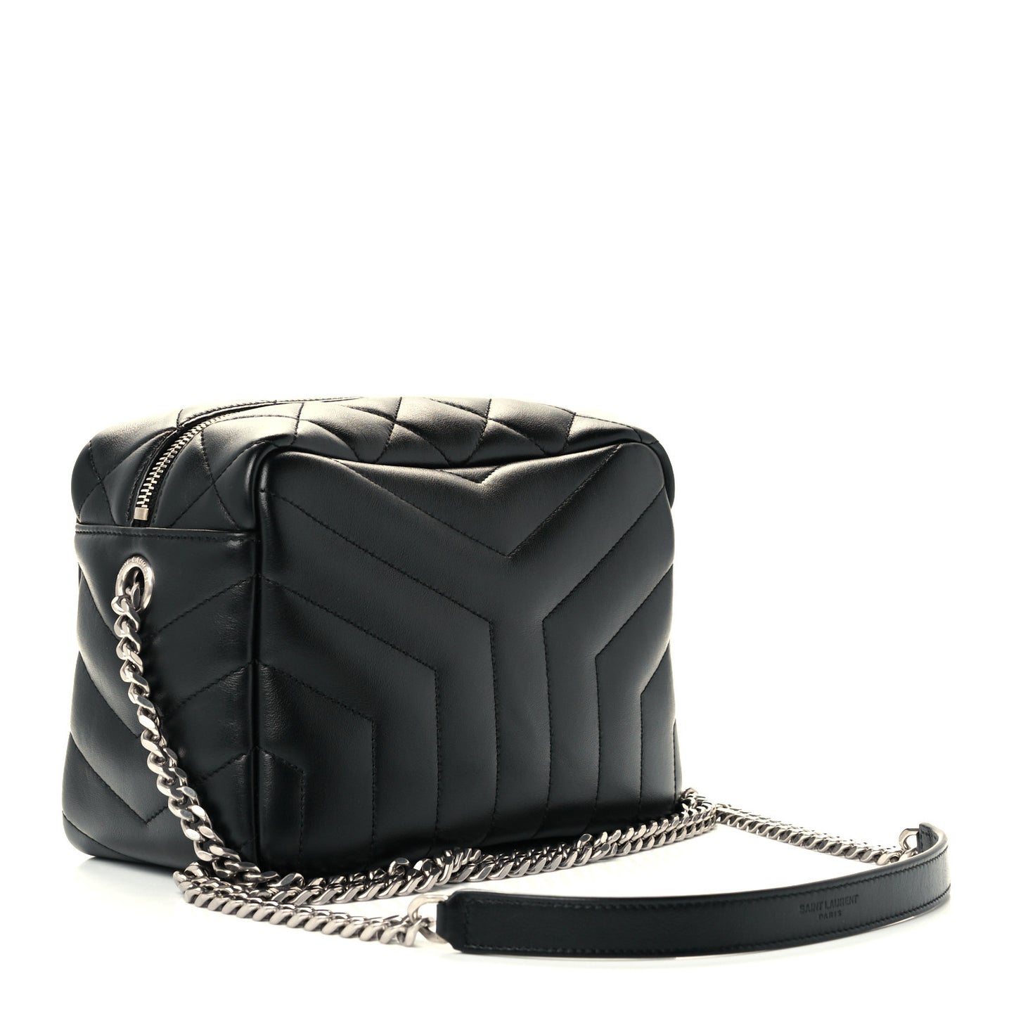 Calfskin Y Quilted Monogram Small Loulou Bowling Bag Black