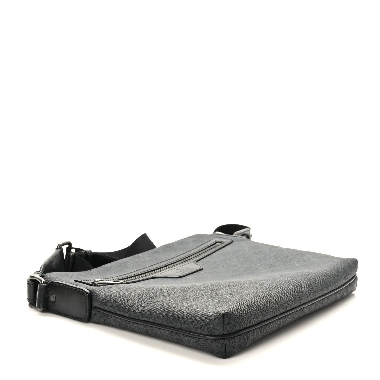 Gucci GG Supreme Monogram Crossbody Messenger Bag Black Grey 4 of 10