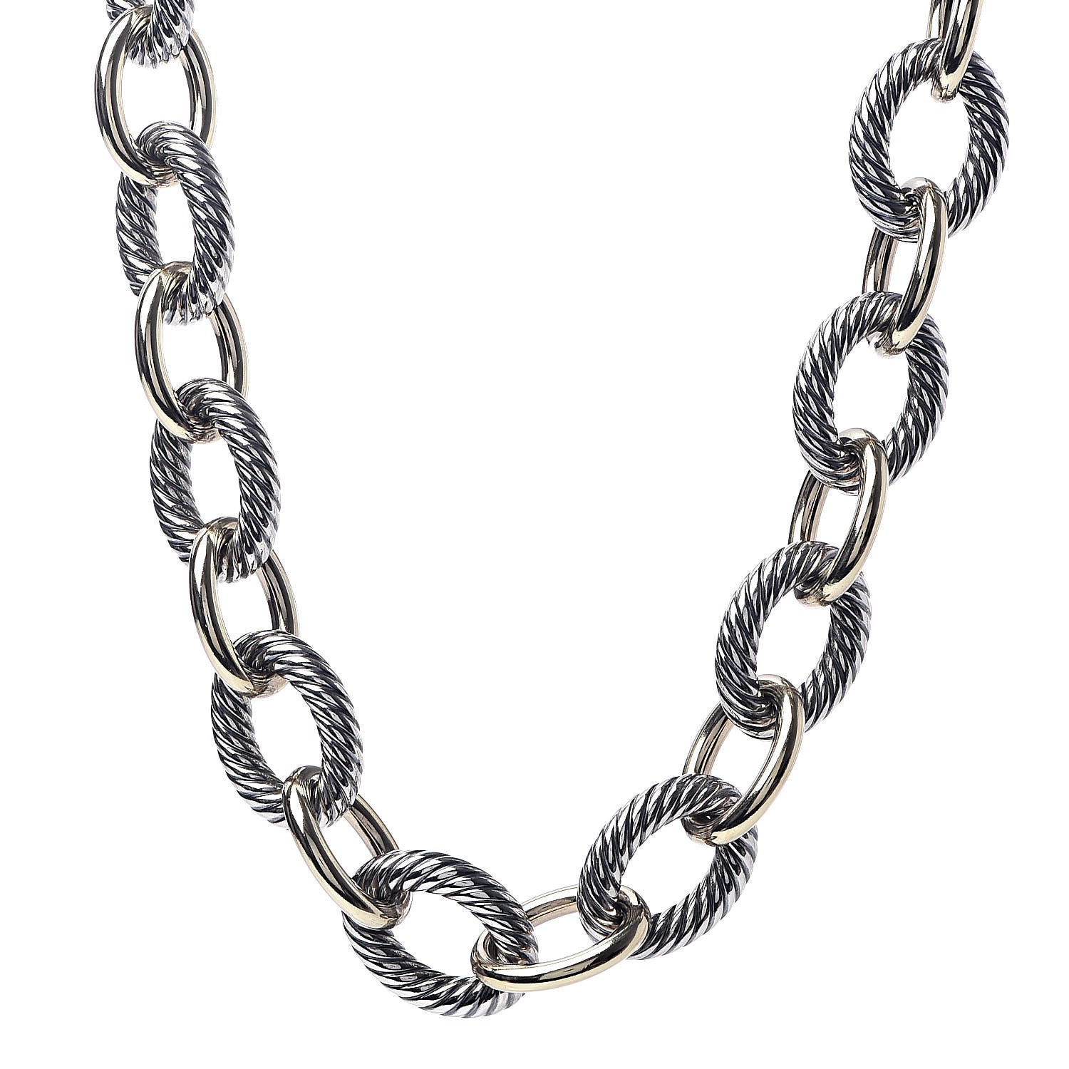 David Yurman Sterling Silver 18K Yellow Gold 23mm Extra Large Oval Link Necklace 1 of 5