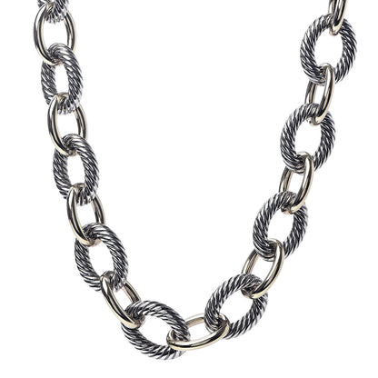 David Yurman Sterling Silver 18K Yellow Gold 23mm Extra Large Oval Link Necklace 1 of 5