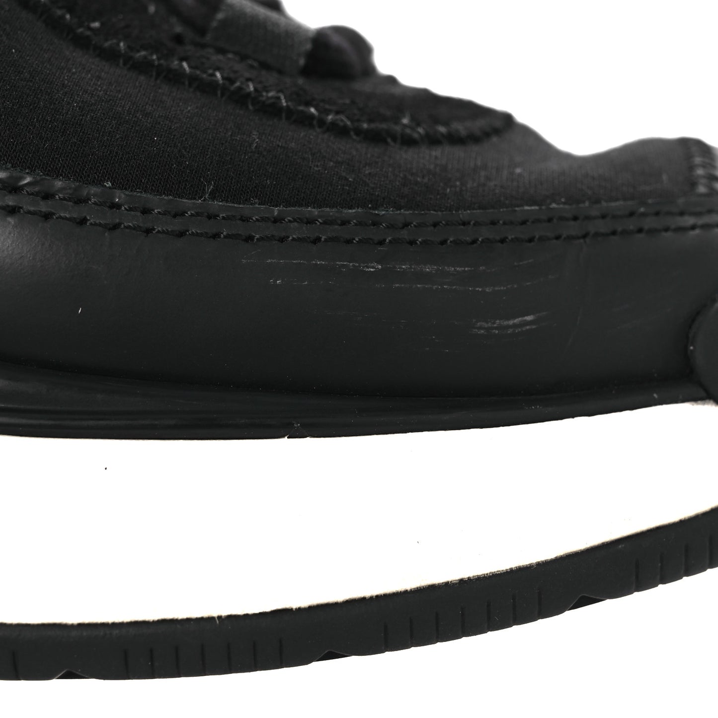 Velvet Calfskin Mixed Fibers CC Sneakers 38.5 Black