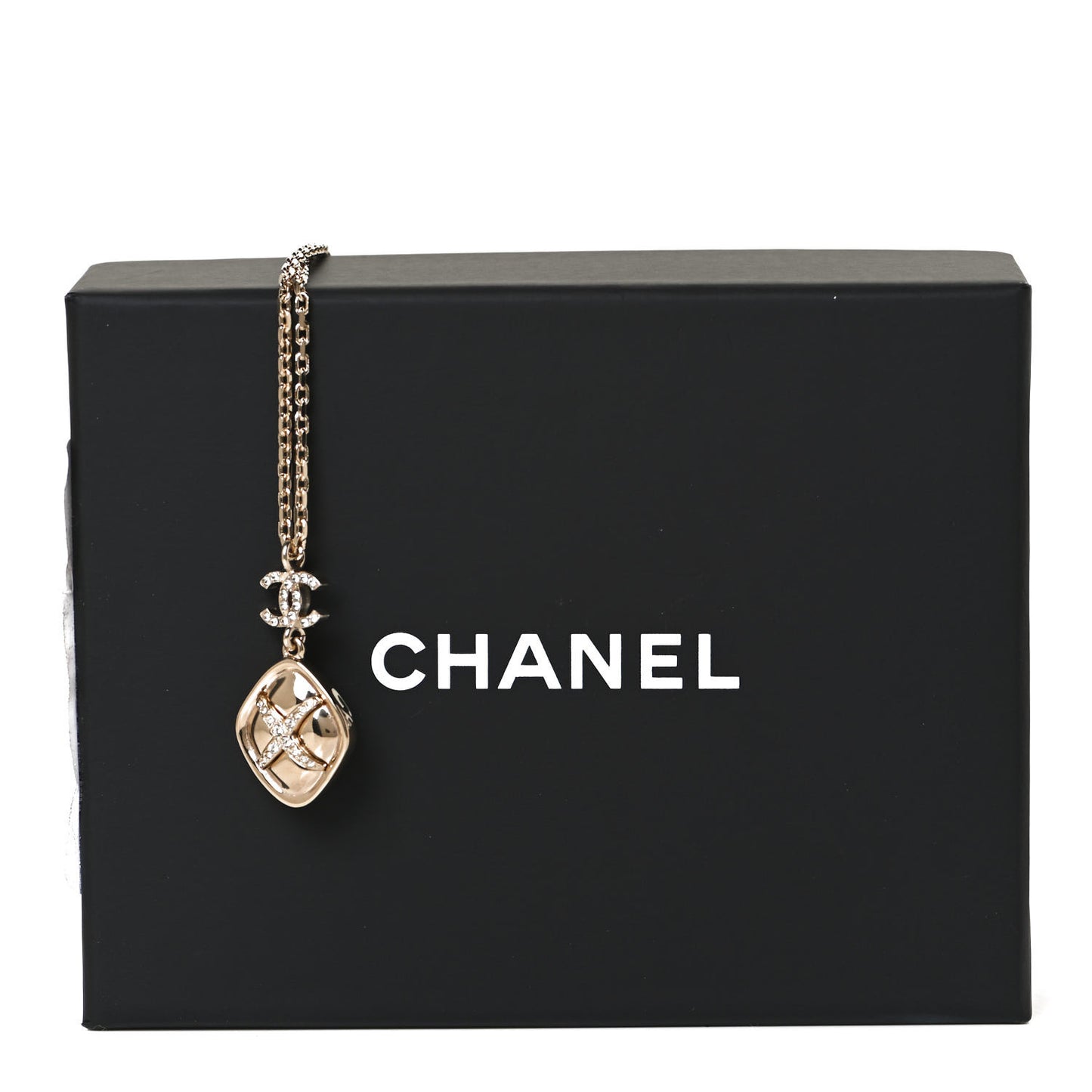 Crystal CC Cross Drop Pendant Necklace Gold