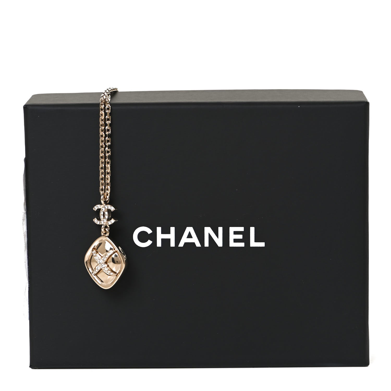 Chanel Crystal CC Cross Drop Pendant Necklace Gold 6 of 8