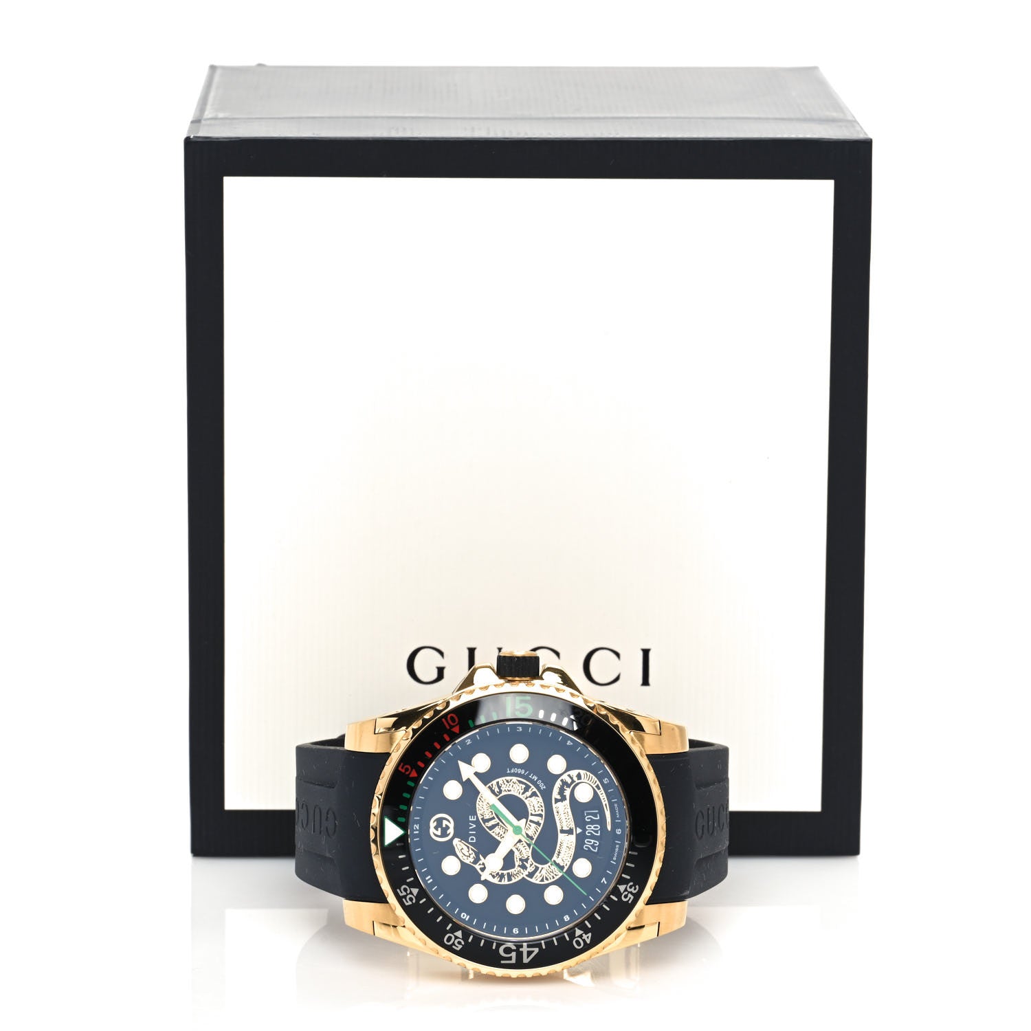 Gucci Stainless Steel Rubber 45mm Dive Snake Quartz Watch Black 5 of 5
