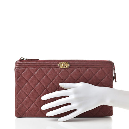 Chanel Caviar Quilted Small Zipped Boy Pouch Burgundy 2 of 10