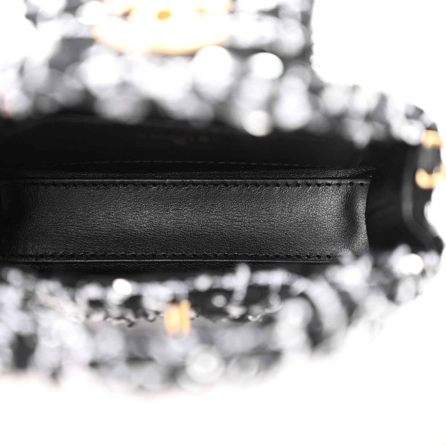 Tweed Quilted Mini Nano Kelly Shopper Black White