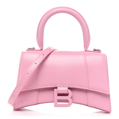 Balenciaga Shiny Box Calfskin Tonal B Hourglass Top Handle Bag XS Candy Pink 1 of 15