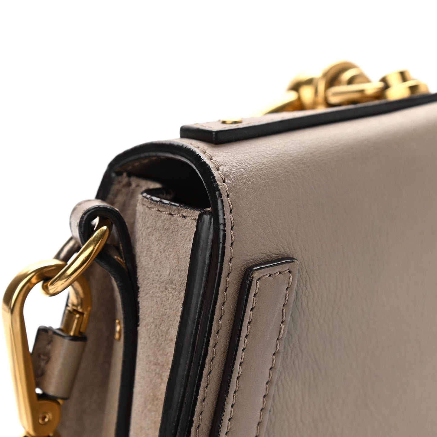 Calfskin Suede Small Nile Bracelet Bag Motty Grey