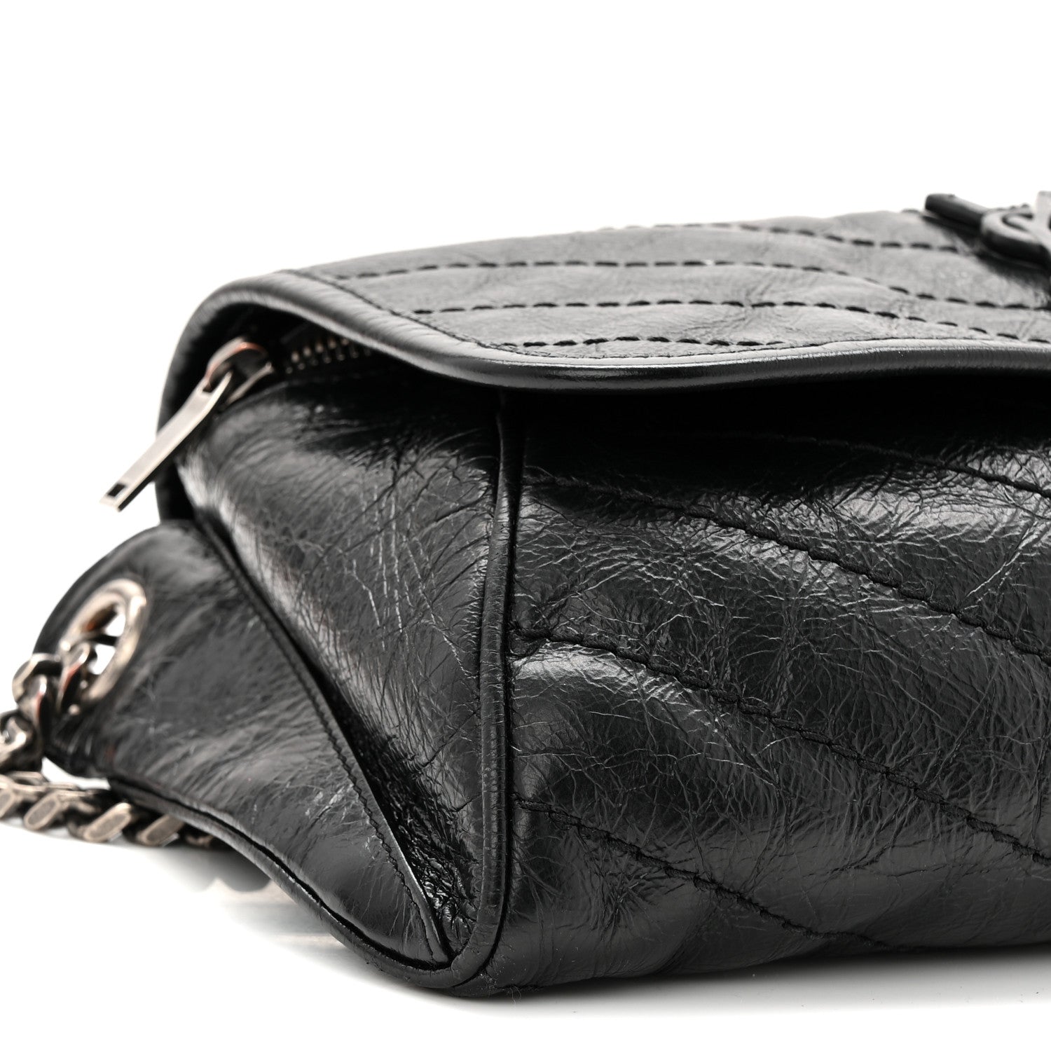 Saint Laurent Crinkled Calfskin Matelasse Monogram Niki Body Bag Black 9 of 11