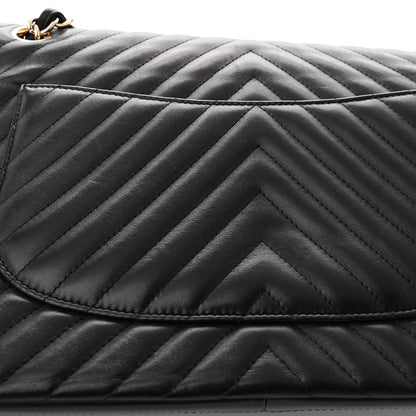 Chanel Lambskin Chevron Quilted Jumbo Double Flap Black 13 of 13