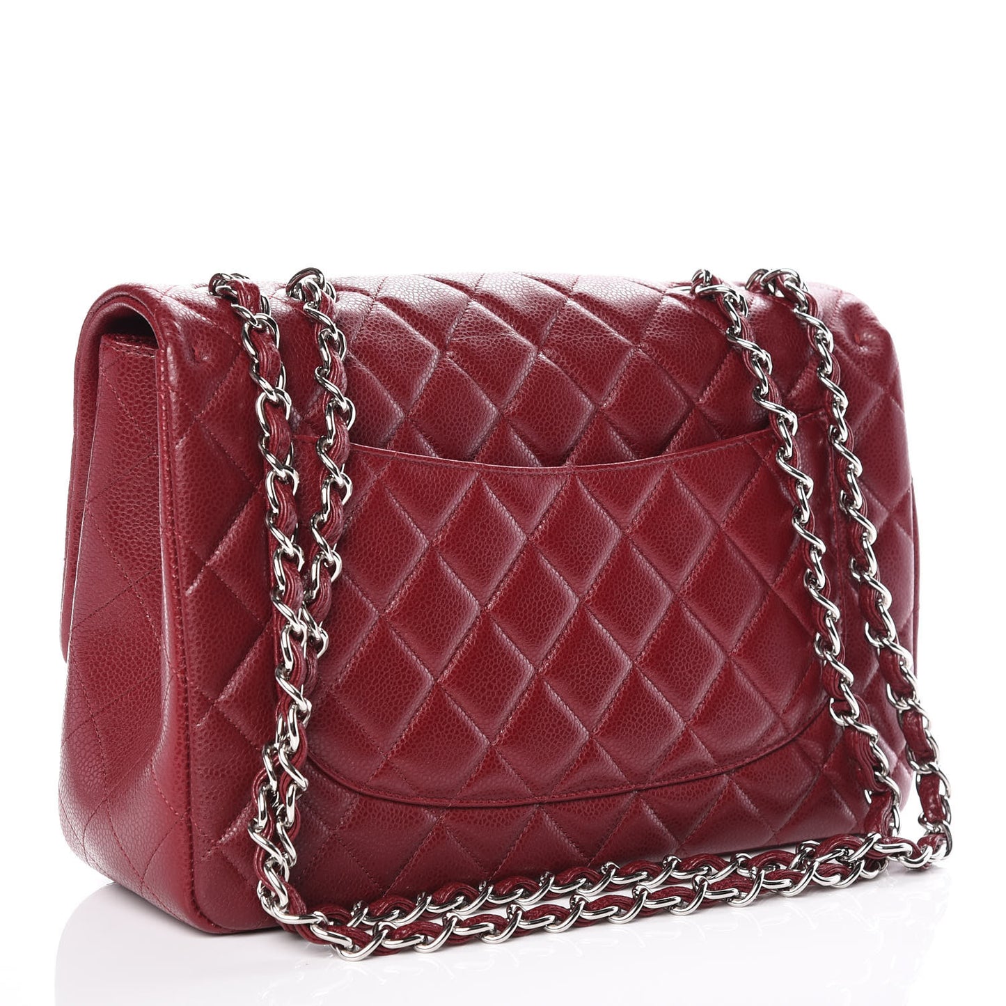 Caviar Quilted Jumbo Single Flap Dark Red