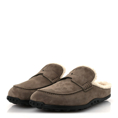 Hermes Suede Goatskin Shearling Go Mules 38 Brun Frume Ecru 4 of 11
