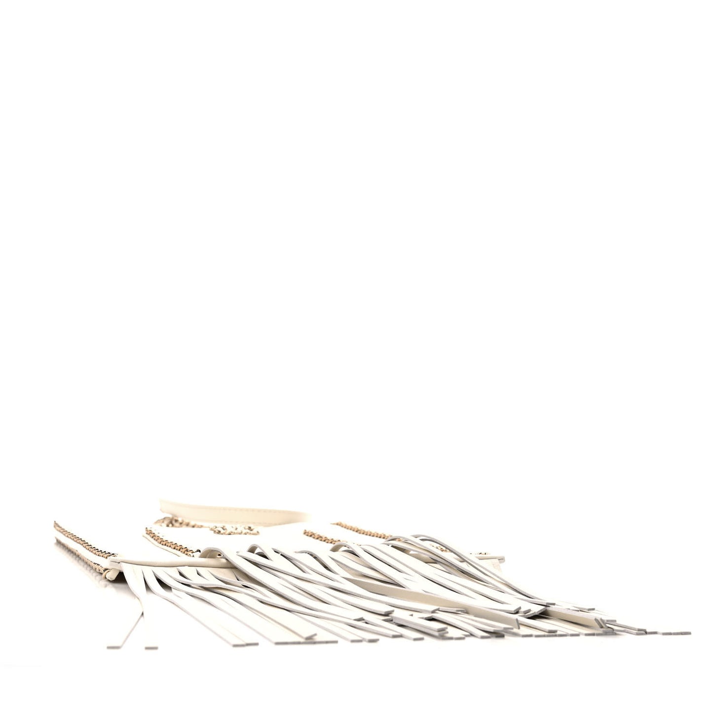 Calfskin Quilted Fringe Small Shopping Bag White
