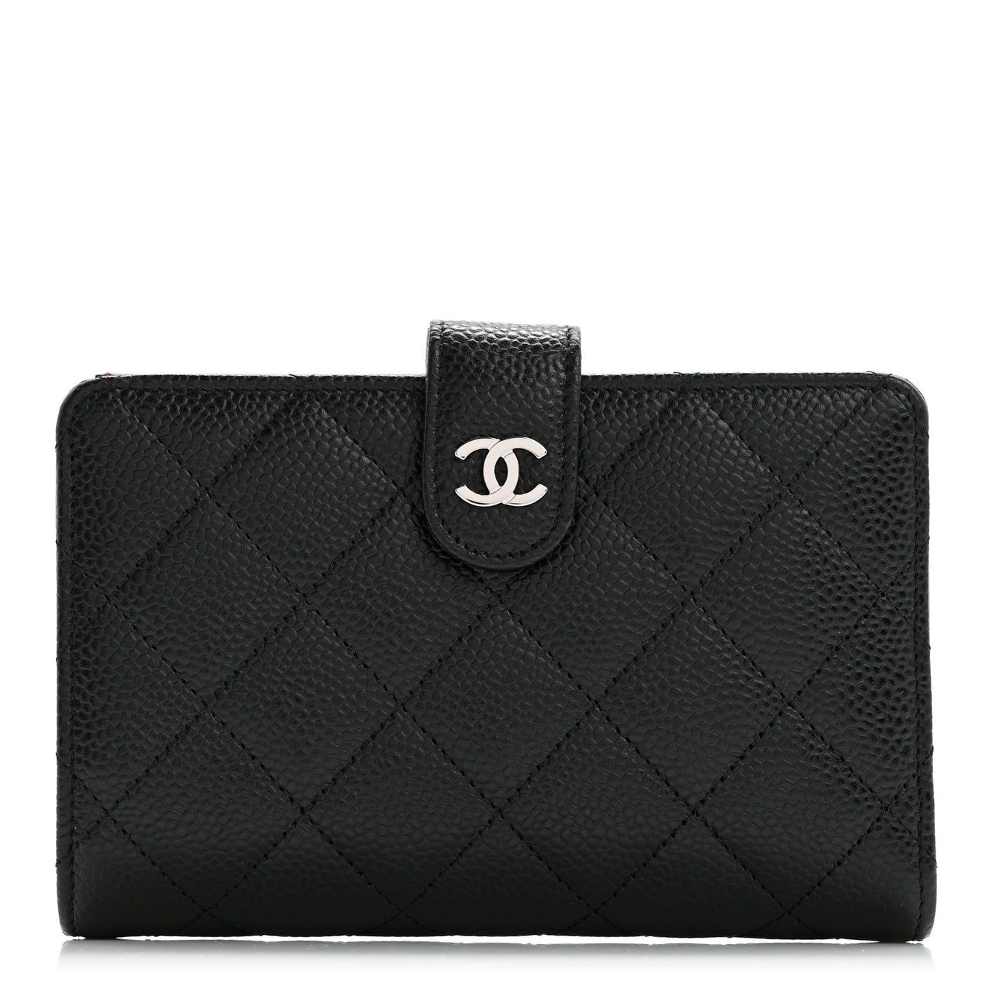 Caviar Quilted Zipped Pocket Wallet Black