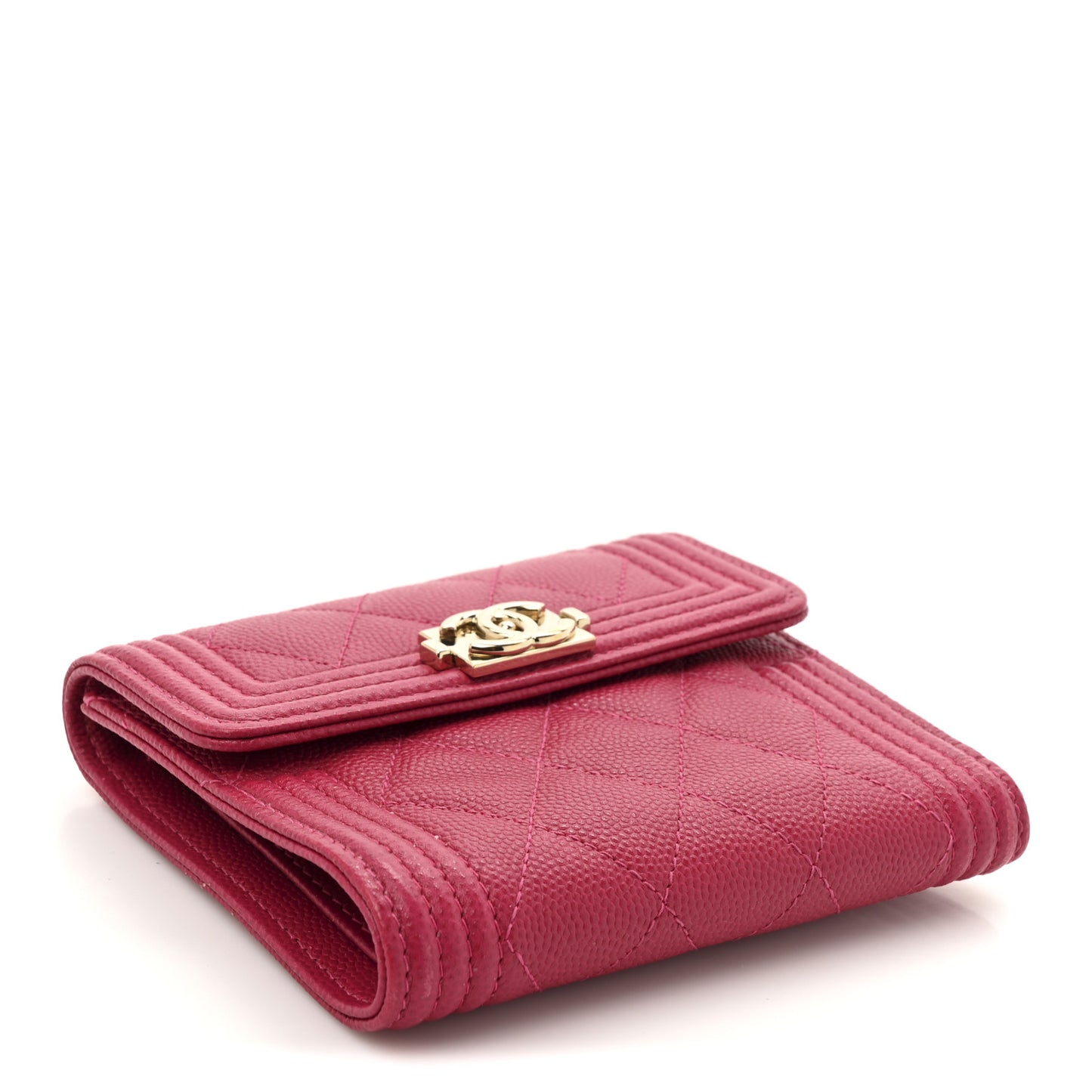 Caviar Quilted Compact Boy Wallet Pink