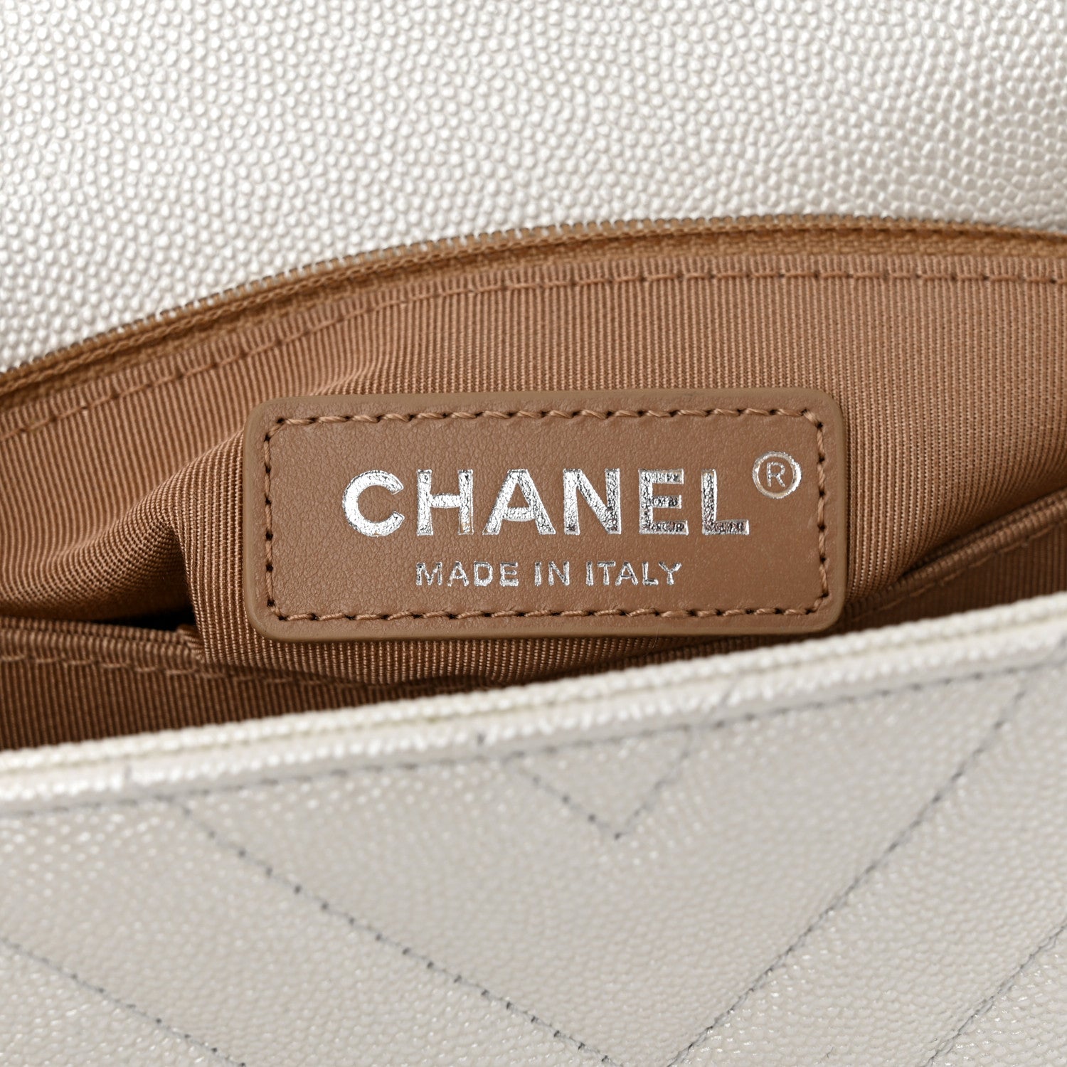 Chanel Iridescent Caviar Chevron Quilted Mini Coco Handle Flap White 6 of 12