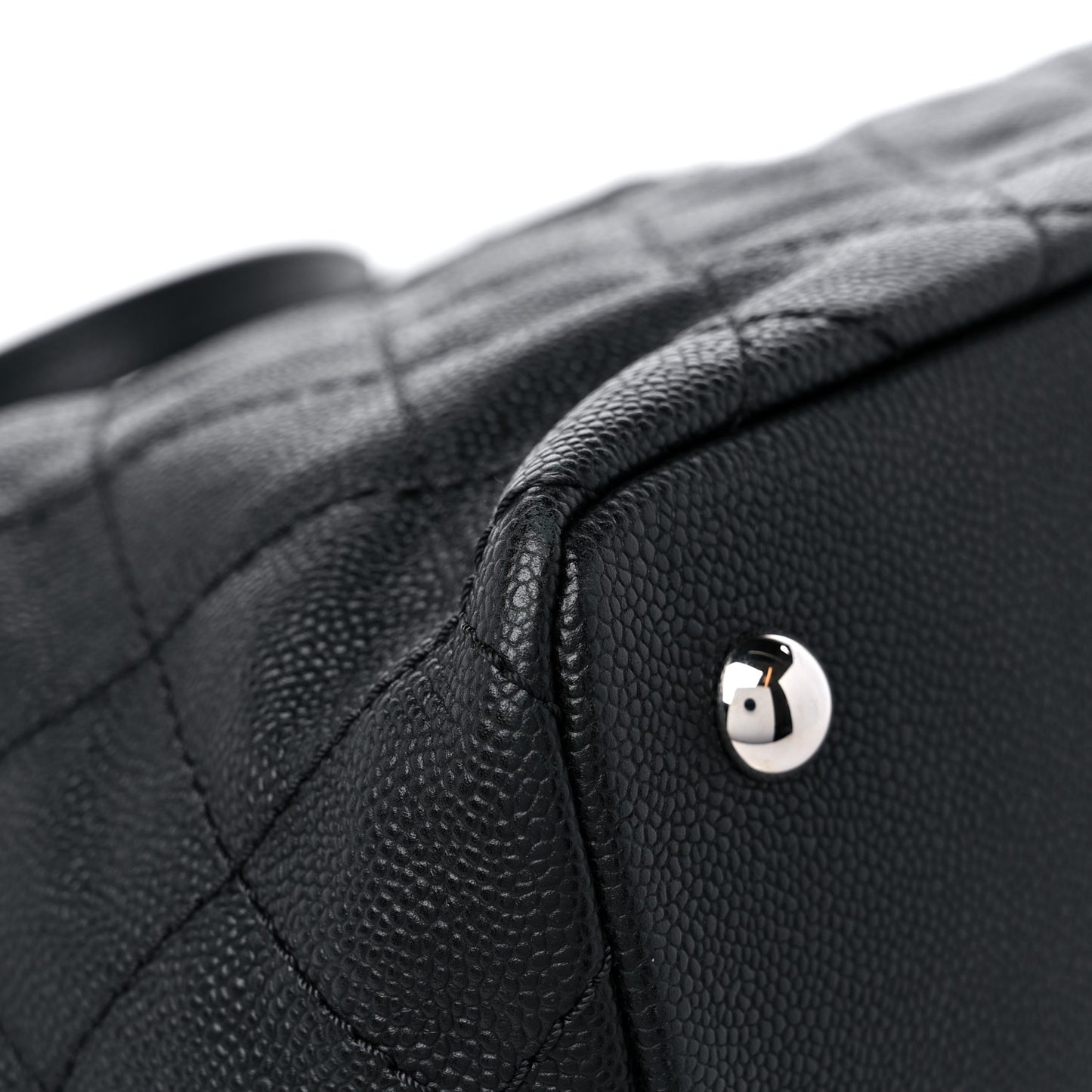 Grained Calfskin Quilted Small Daily Shopping Tote Black