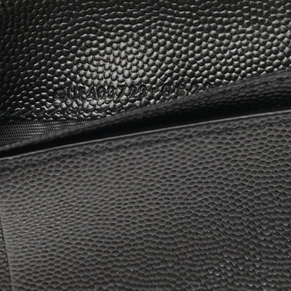Saint Laurent Grain De Poudre Matelasse Chevron Monogram Compact Zip Around Wallet Black 7 of 8