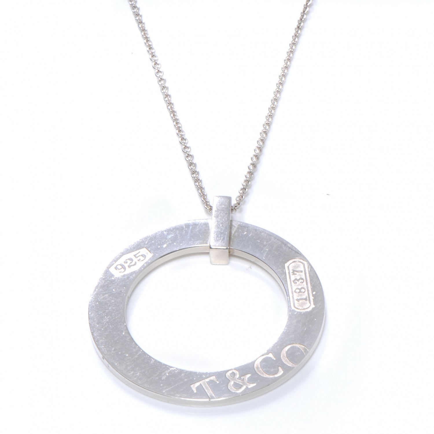 Tiffany Sterling Silver 1837 Circle Pendant Necklace 1 of 4