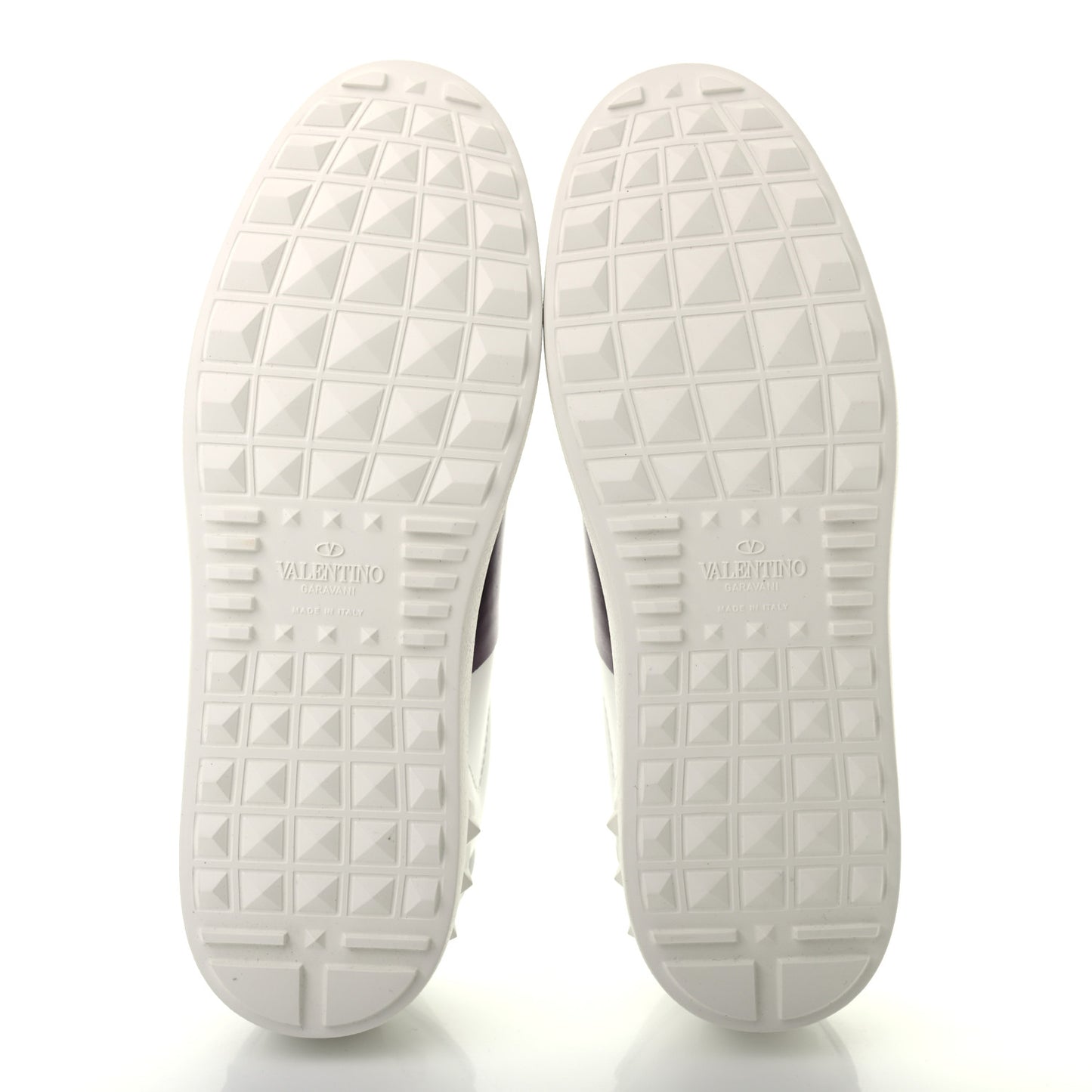 Calfskin Womens Rockstud Open Sneakers 38.5 White Purple