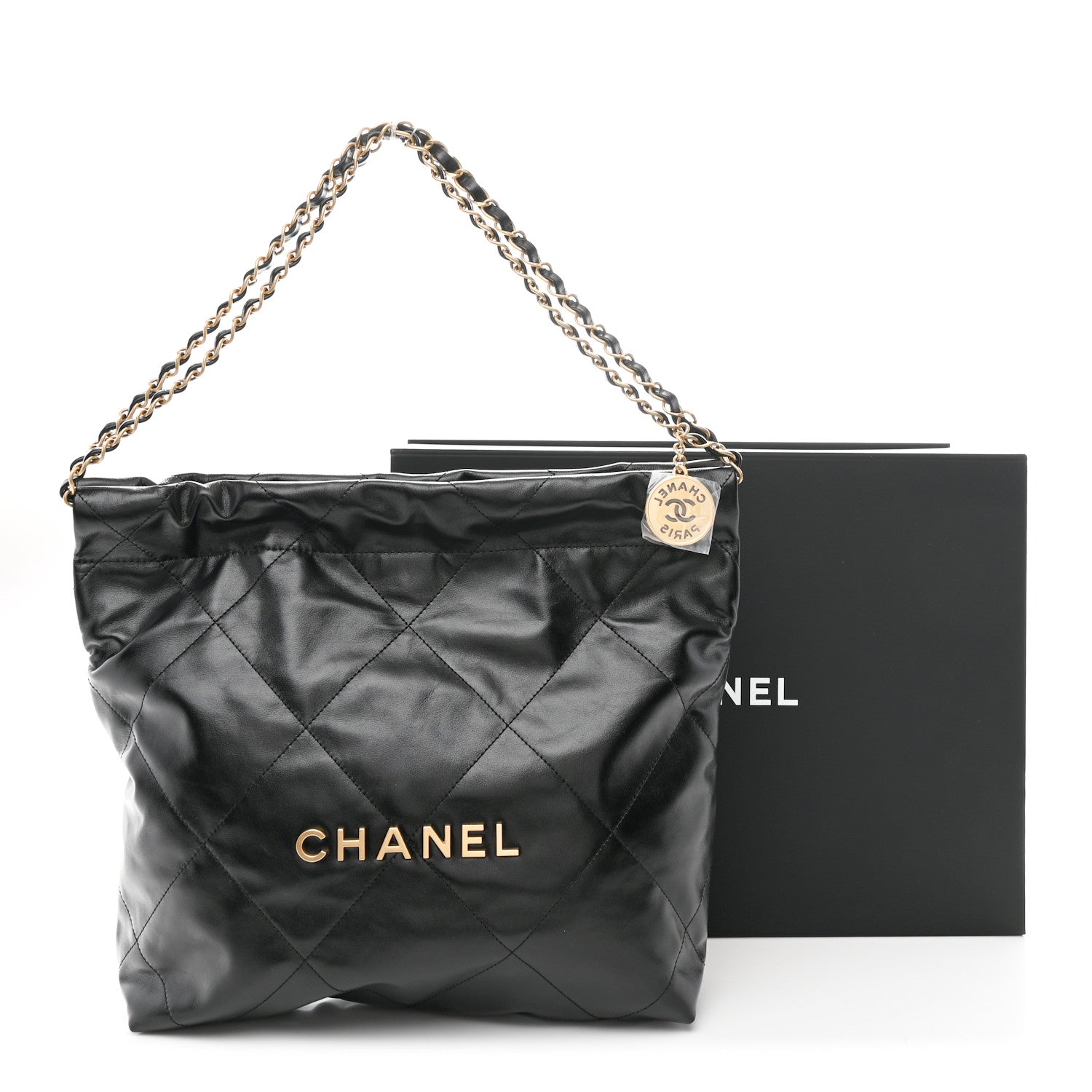 Chanel Shiny Calfskin Quilted Small Chanel 22 Black 13 of 13