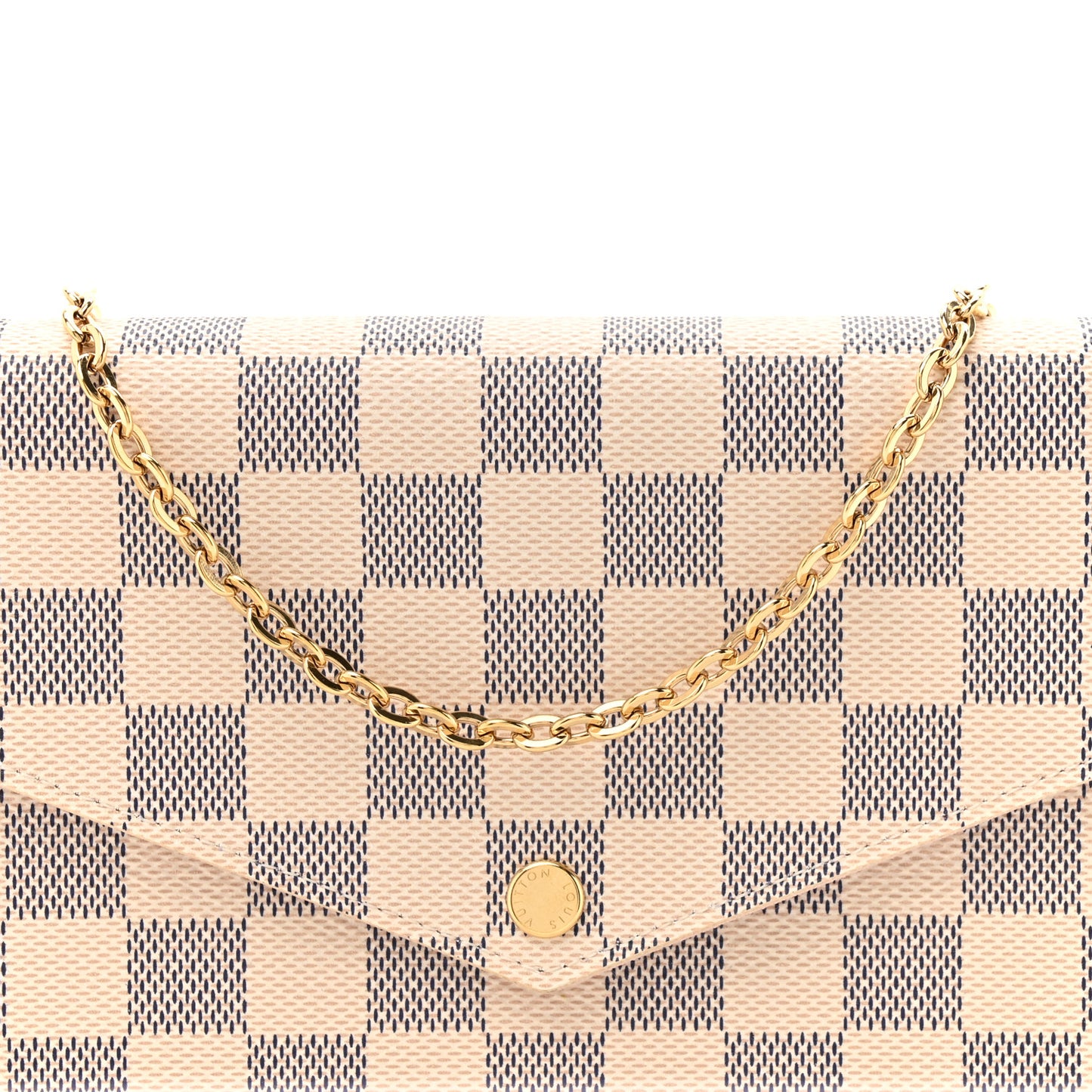 Damier Azur Pochette Felicie Chain Wallet Rose Ballerine